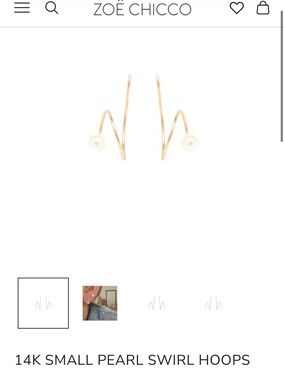 Zoe Chicco small pearl swirl hoops (threader) in 14k yellow gold